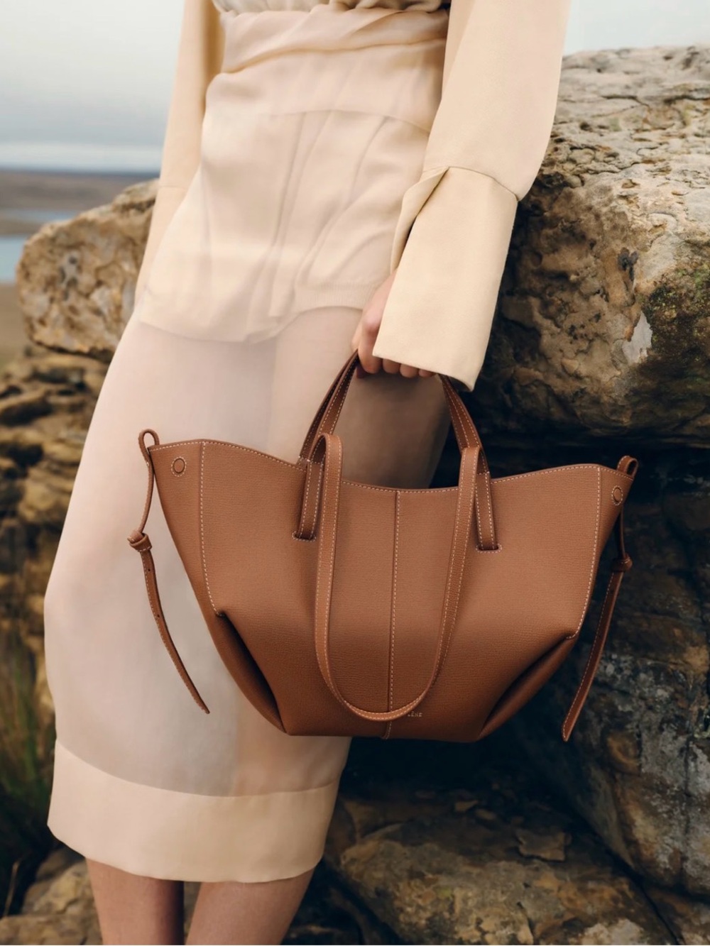 Polene cyme mini edition textured camel